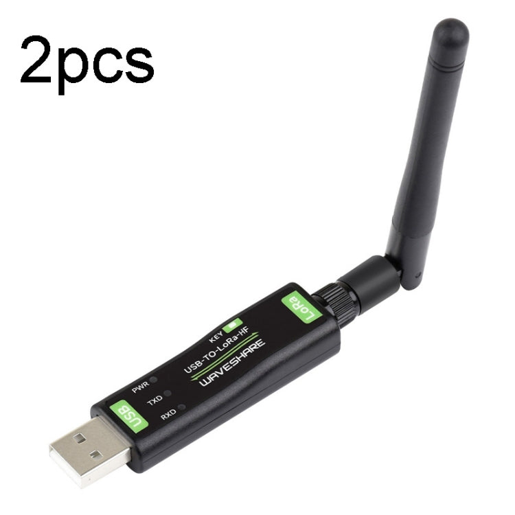 Waveshare 2pcs USB To LoRa Data Transfer Module Based On SX1262, LF Version Using TCXO Crystal Oscillator, HF Version Using TCXO Crystal Oscillator, LF Version Using XTAL Crystal Oscillator, HF Version Using XTAL Crystal Oscillator