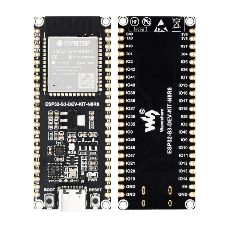 Waveshare ESP32-S3 Microcontroller 2.4GHz Wi-Fi Development Board ESP32-S3-WROOM-1-N8R8 Module, 24263, 24363