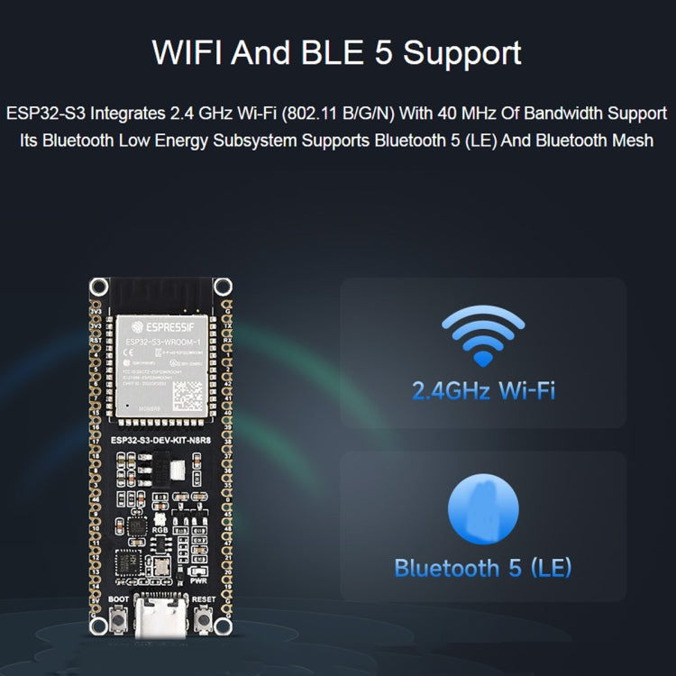Waveshare ESP32-S3 Microcontroller 2.4GHz Wi-Fi Development Board ESP32-S3-WROOM-1-N8R8 Module, 24263, 24363