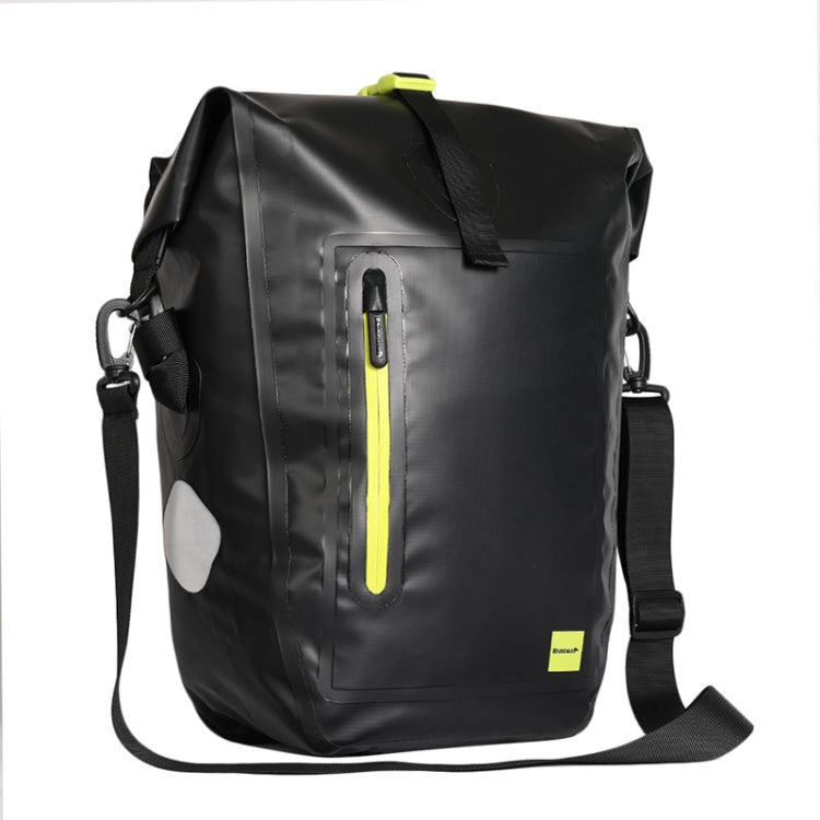 Rhinowalk Bicycle Backpack Full Waterproof Shelf Bag 25L Unilateral Frame Bag Long-distance Travel Bicycle Bag, Black Green, Full Black