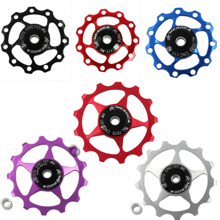 MEROCA Metal Bearings Mountain Bike Road Bike Rear Derailleur Guide Wheel 11T/13T Guide Wheel, 11T Black, 11T Red, 13T Red, 11T Blue, 13T Blue, 11T Purple, 13T Purple, 11T Silver, 13T Silver, 11T Electroplating Colorful, 13T Electroplating Colorful