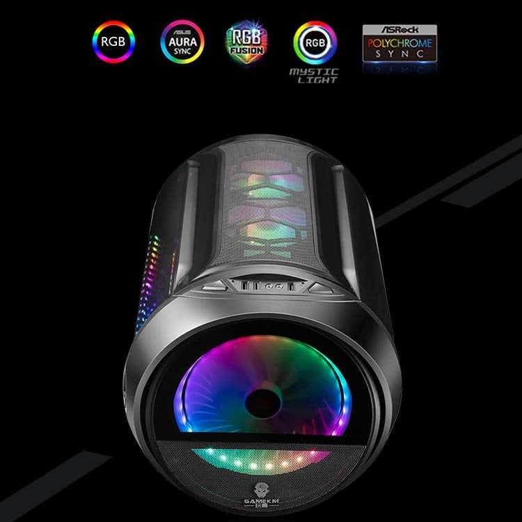 GAMEKM Genki Bomb Personality Gaming Internet Cafe Side Through Gaming Case USB 3.0 Water-cooled Desktop Computer Case, White, Pink, Black