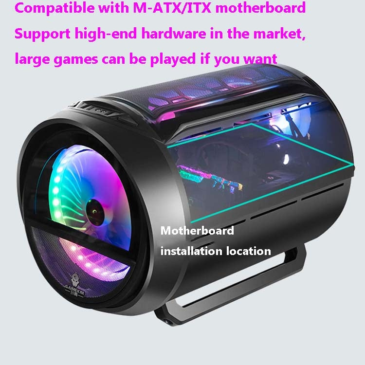 GAMEKM Genki Bomb Personality Gaming Internet Cafe Side Through Gaming Case USB 3.0 Water-cooled Desktop Computer Case, White, Pink, Black