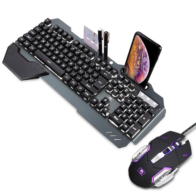 618 Internet Cafe Game Manipulator Keyboard and Mouse Set, Cable Length: 1.6m, Black, Silver White