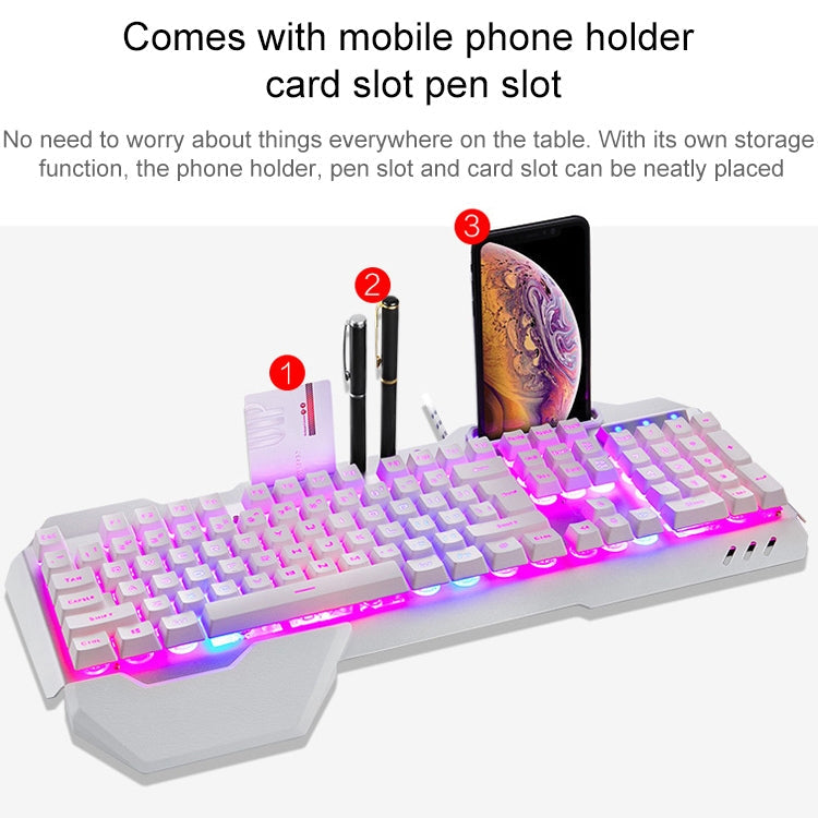 618 Internet Cafe Game Manipulator Keyboard and Mouse Set, Cable Length: 1.6m, Black, Silver White