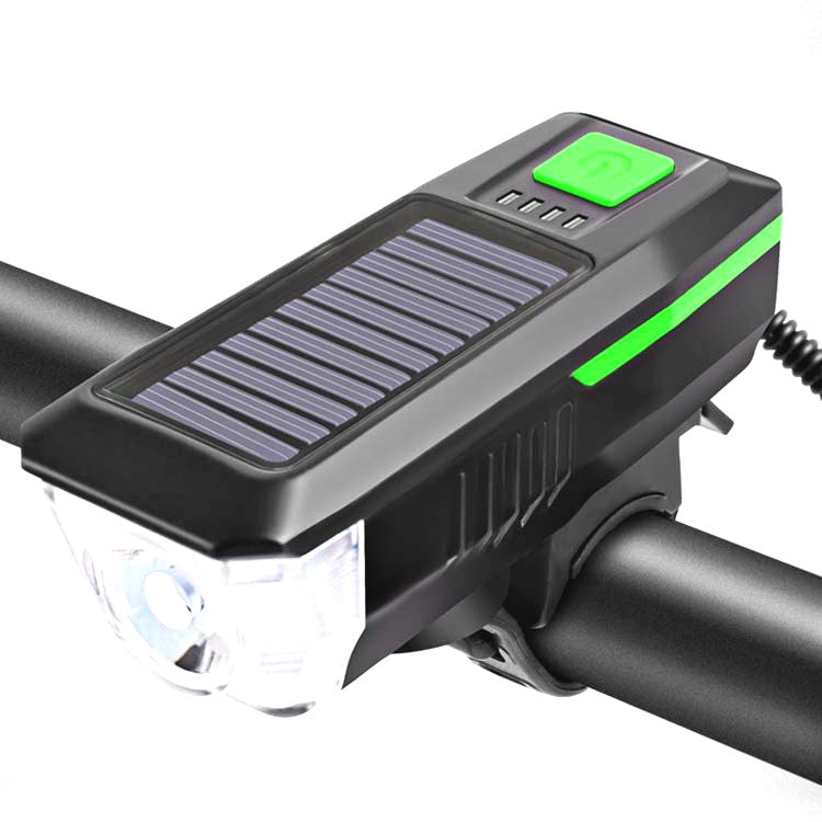 Bicycle Solar Headlight Horn Light Night Riding USB Charging Headlight Bicycle Glare Flashlight Equipment, Red, Green, Blue, Orange