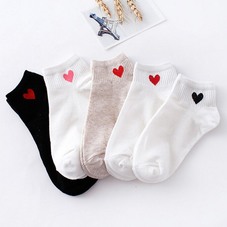 Cute Socks Heart Pattern Breathable Cotton Socks Ankle-High Casual Socks