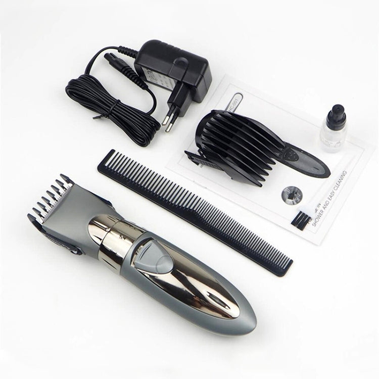 Waterproof Electric Hair Clipper Rechargeable Hair Trimmer Hair Cutting Machine Haircut Beard Trimer, Red, Grey