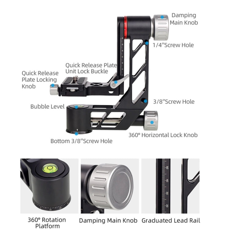 Xiletu Xgh3 360 Degree Rotation Horizontal Cantilever Hollow Gimbal Tripod Head, Xgh3