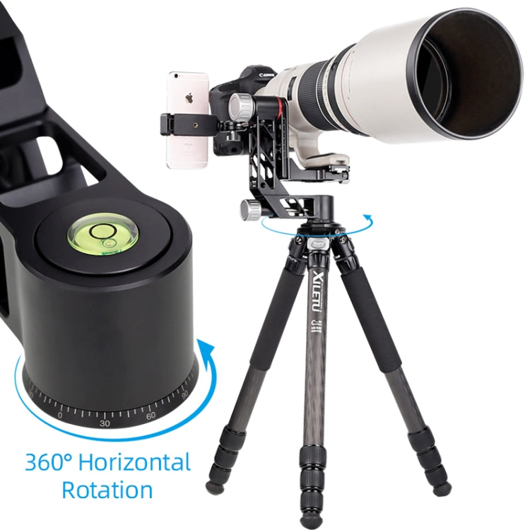 Xiletu Xgh3 360 Degree Rotation Horizontal Cantilever Hollow Gimbal Tripod Head, Xgh3
