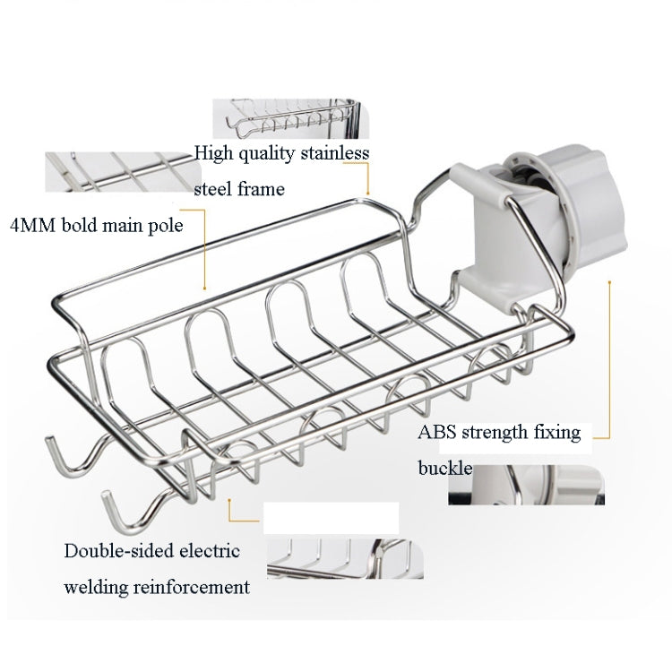 Faucet Rack Stainless Steel Perforated Free Kitchen Sink Storage Rack Rag Sponge Drain Rack, Type A, Type B, Type C