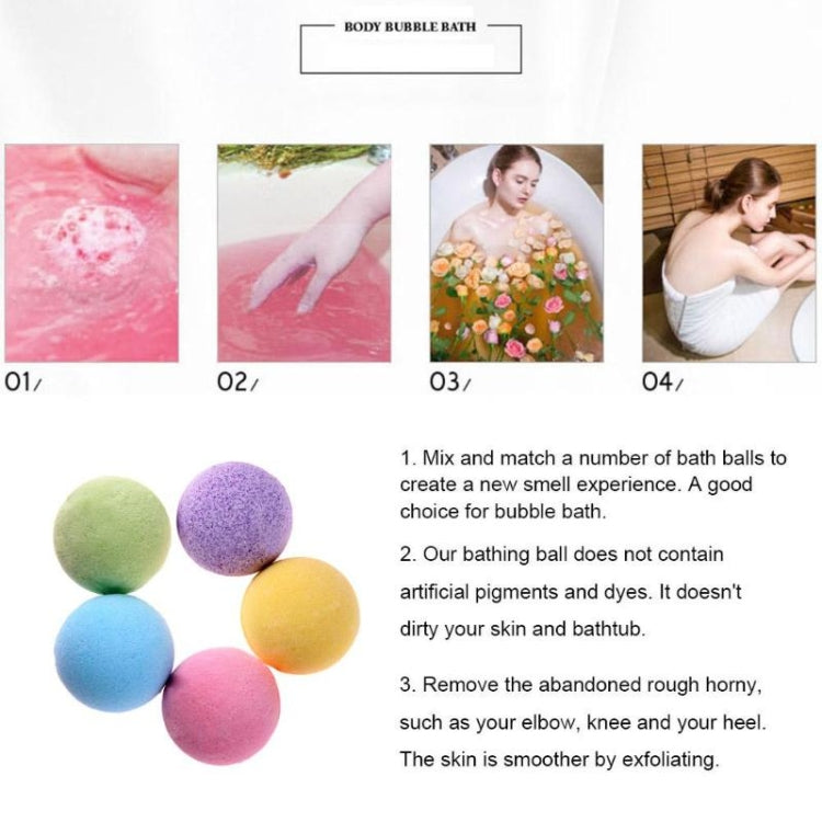 3 PCS 10g Natural Bubble Shower Bombs Ball Bath Salt Body Essential Oil Bath Ball, Green, Blue, Purple, Red, Yellow, Pink