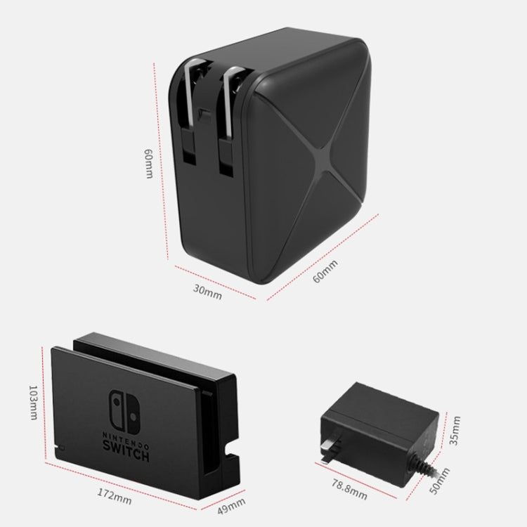 Multi-Function Projection And Charging AC Adapter Base Support Android/PC/Lite For Switch, Black+US Plug, Black+EU Plug, Black+UK Plug