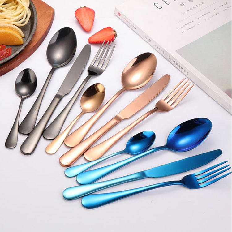 24 in 1 Stainless Steel Tableware Western Steak Cutlery Gift Set, Silver, Golden, Rose Gold, Rainbow Color, Black