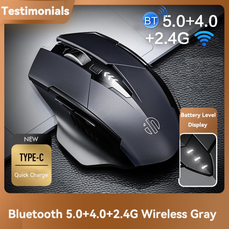 Inphic A1 6 Keys 1000/1200/1600 DPI Home Gaming Wireless Mechanical Mouse, Colour: Gray Wireless+Bluetooth 4.0+Bluetooth 5.0, Black Wireless Charging Silent Version, Gray Wireless Charging Silent Version, Gray Wireless+Bluetooth 4.0+Bluetooth 5.0...