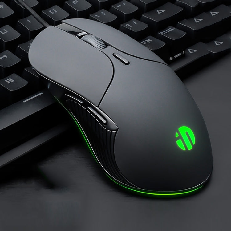 Inphic PB1 Business Office Mute Macro Definition Gaming Wired Mouse, Cable Length: 1.5m, Classic Back Breathing Light, Matte White Breathing Light