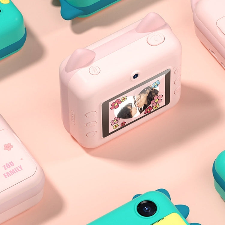 P1 No Card Children Instant Camera 1200W Front And Rear Dual-Lens Mini Print Photographic Digital Camera Toy(Green Dinosaur), Green Dinosaur No Card, Pink Cat No Card, Green Dinosaur 16GB, Pink Cat 16GB, Pink Cat 32GB, Green Dinosaur 32GB