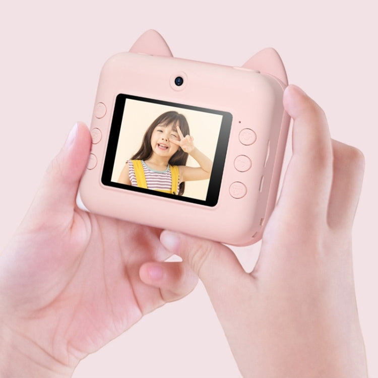 P1 No Card Children Instant Camera 1200W Front And Rear Dual-Lens Mini Print Photographic Digital Camera Toy(Green Dinosaur), Green Dinosaur No Card, Pink Cat No Card, Green Dinosaur 16GB, Pink Cat 16GB, Pink Cat 32GB, Green Dinosaur 32GB