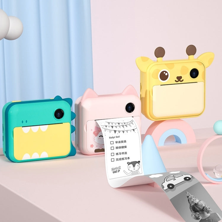 P1 No Card Children Instant Camera 1200W Front And Rear Dual-Lens Mini Print Photographic Digital Camera Toy(Green Dinosaur), Green Dinosaur No Card, Pink Cat No Card, Green Dinosaur 16GB, Pink Cat 16GB, Pink Cat 32GB, Green Dinosaur 32GB