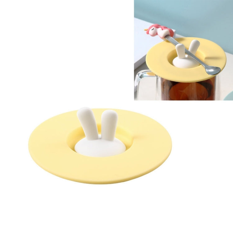 Food Grade Bunny Ears Shape Silicone Cup Lid Sealing Lid Cartoon Mug Dustproof Leak-Proof Lid, Yellow, Green, Pink