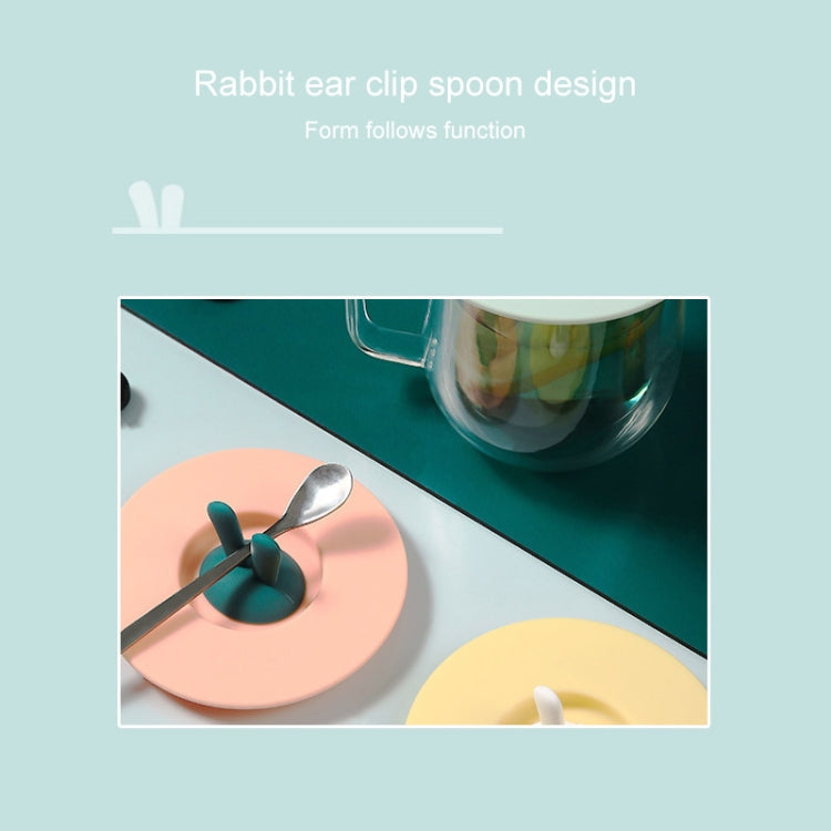 Food Grade Bunny Ears Shape Silicone Cup Lid Sealing Lid Cartoon Mug Dustproof Leak-Proof Lid, Yellow, Green, Pink