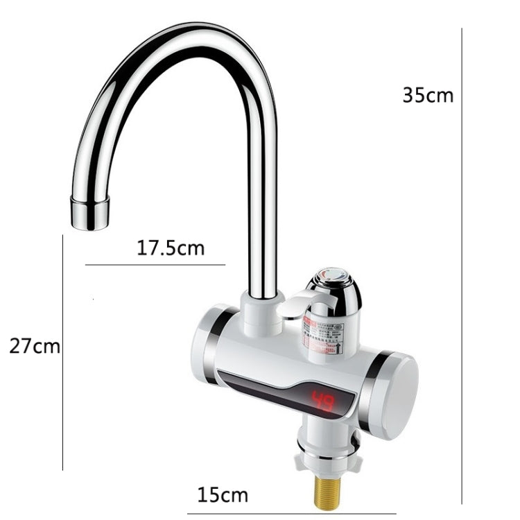 Kitchen Instant Electric Hot Water Faucet Hot & Cold Water Heater EU Plug, Lamp Display Lower Water Inlet, Lamp Display Side Water Inlet, Lamp Display Leakage Protection Lower Water Inlet, Lamp Shows Leakage Protection Side Water Inlet...