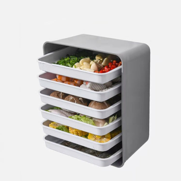 6-Layer Wall-Mounted Hot Pot Tray Kitchen Household Preparation Dishes Free Perforation Rectangular Side Dishes, Gray Frame+ White Plate, Blue Frame + Yellow Plate