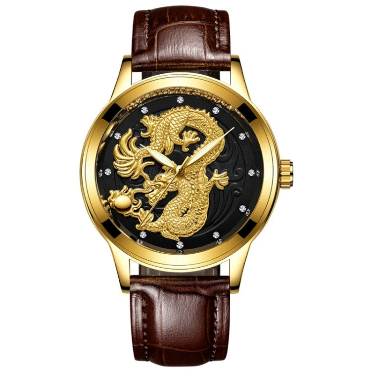 FNGEEN S666 Waterproof Luminous Non-Mechanical Watch Quartz Ultra-Thin Dragon Or Phoenix Pattern Couple Watch, Full Gold Gold Surface, Full Gold Black Surface, FullGold White Surface, Between Gold Gold Surface, Between Gold Black Surface...