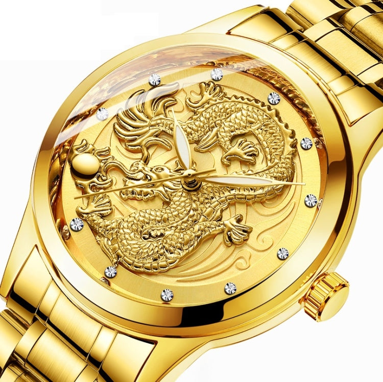 FNGEEN S666 Waterproof Luminous Non-Mechanical Watch Quartz Ultra-Thin Dragon Or Phoenix Pattern Couple Watch, Full Gold Gold Surface, Full Gold Black Surface, FullGold White Surface, Between Gold Gold Surface, Between Gold Black Surface...