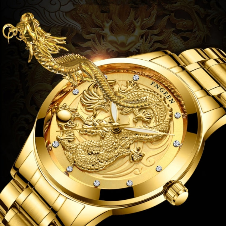 FNGEEN S666 Waterproof Luminous Non-Mechanical Watch Quartz Ultra-Thin Dragon Or Phoenix Pattern Couple Watch, Full Gold Gold Surface, Full Gold Black Surface, FullGold White Surface, Between Gold Gold Surface, Between Gold Black Surface...