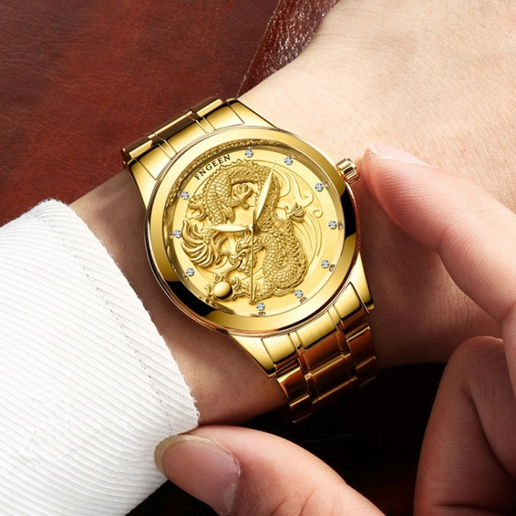 FNGEEN S666 Waterproof Luminous Non-Mechanical Watch Quartz Ultra-Thin Dragon Or Phoenix Pattern Couple Watch, Full Gold Gold Surface, Full Gold Black Surface, FullGold White Surface, Between Gold Gold Surface, Between Gold Black Surface...