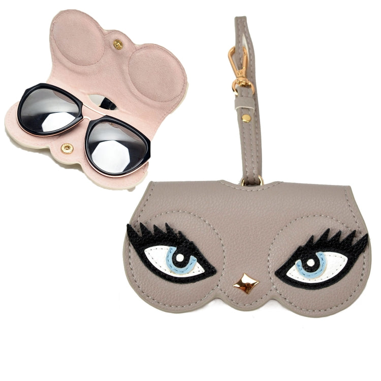 Cute And Funny PU Sunglasses Case Portable Glasses Case With Hanging Buckle, Flowers (Lake Blue Color Matching), Mengbao (Gray Stitching), Cat Girl (Red Frame), Red Love, Big Eyes (Gray), British Style (Stripe Contrast), Red Love Cat Girl, Bat (Black)...