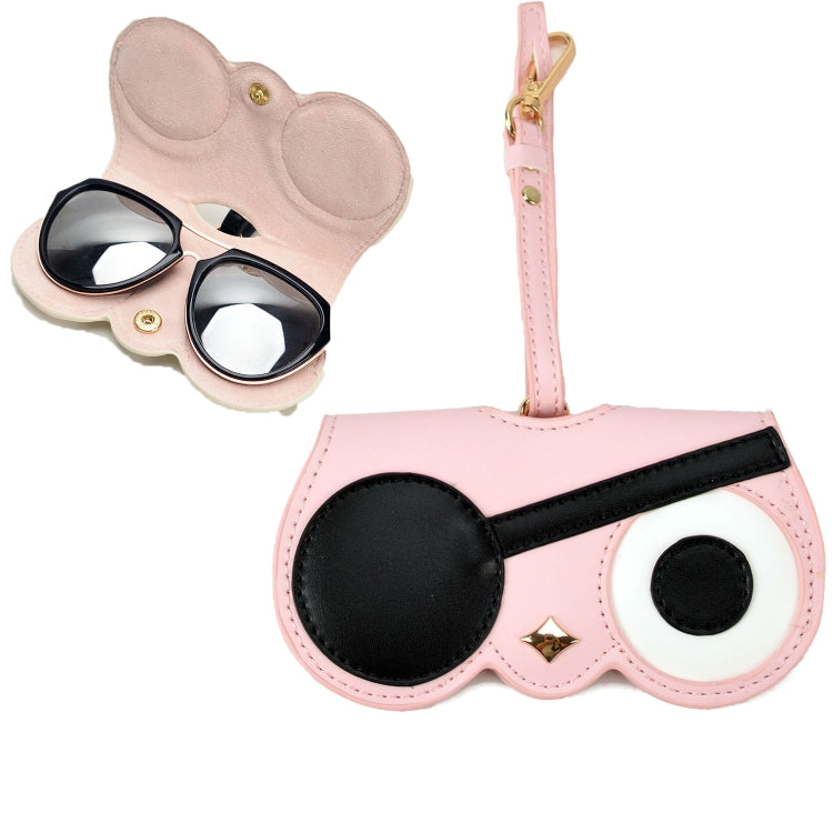 Cute And Funny PU Sunglasses Case Portable Glasses Case With Hanging Buckle, Flowers (Lake Blue Color Matching), Mengbao (Gray Stitching), Cat Girl (Red Frame), Red Love, Big Eyes (Gray), British Style (Stripe Contrast), Red Love Cat Girl, Bat (Black)...