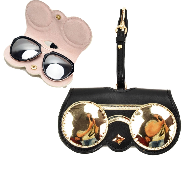 Cute And Funny PU Sunglasses Case Portable Glasses Case With Hanging Buckle, Flowers (Lake Blue Color Matching), Mengbao (Gray Stitching), Cat Girl (Red Frame), Red Love, Big Eyes (Gray), British Style (Stripe Contrast), Red Love Cat Girl, Bat (Black)...