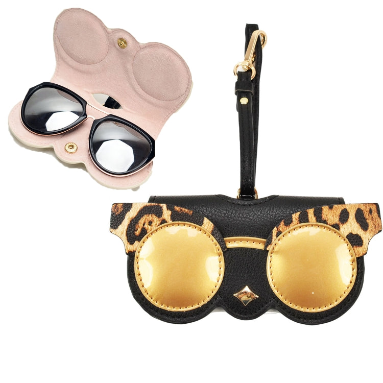 Cute And Funny PU Sunglasses Case Portable Glasses Case With Hanging Buckle, Flowers (Lake Blue Color Matching), Mengbao (Gray Stitching), Cat Girl (Red Frame), Red Love, Big Eyes (Gray), British Style (Stripe Contrast), Red Love Cat Girl, Bat (Black)...