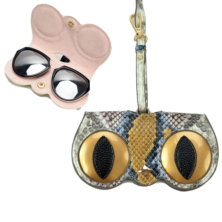 Cute And Funny PU Sunglasses Case Portable Glasses Case With Hanging Buckle, Flowers (Lake Blue Color Matching), Mengbao (Gray Stitching), Cat Girl (Red Frame), Red Love, Big Eyes (Gray), British Style (Stripe Contrast), Red Love Cat Girl, Bat (Black)...
