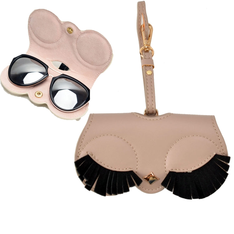 Cute And Funny PU Sunglasses Case Portable Glasses Case With Hanging Buckle, Flowers (Lake Blue Color Matching), Mengbao (Gray Stitching), Cat Girl (Red Frame), Red Love, Big Eyes (Gray), British Style (Stripe Contrast), Red Love Cat Girl, Bat (Black)...