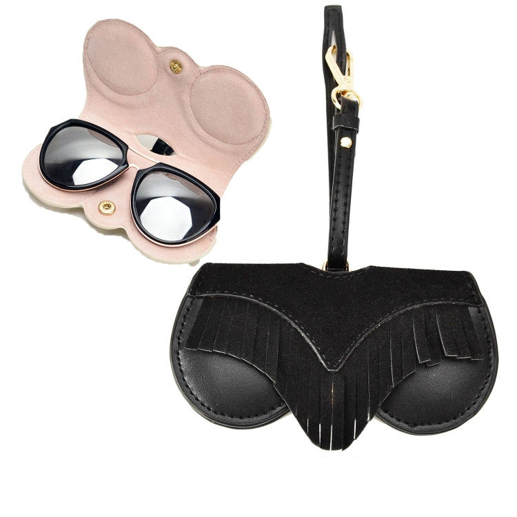 Cute And Funny PU Sunglasses Case Portable Glasses Case With Hanging Buckle, Flowers (Lake Blue Color Matching), Mengbao (Gray Stitching), Cat Girl (Red Frame), Red Love, Big Eyes (Gray), British Style (Stripe Contrast), Red Love Cat Girl, Bat (Black)...