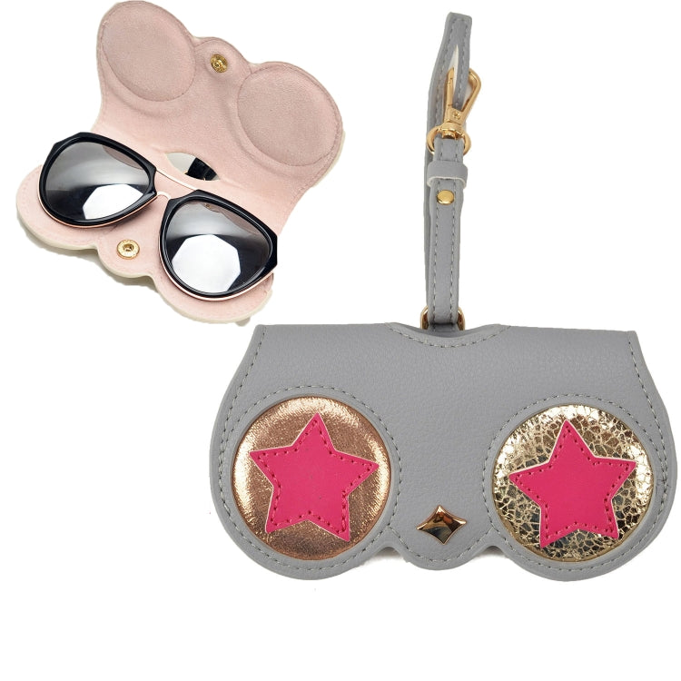 Cute And Funny PU Sunglasses Case Portable Glasses Case With Hanging Buckle, Flowers (Lake Blue Color Matching), Mengbao (Gray Stitching), Cat Girl (Red Frame), Red Love, Big Eyes (Gray), British Style (Stripe Contrast), Red Love Cat Girl, Bat (Black)...