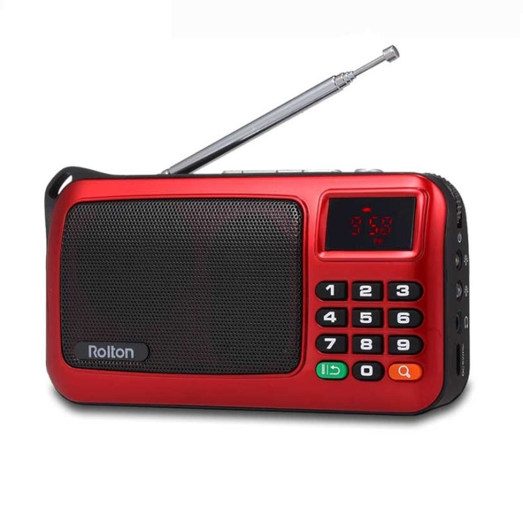Rolton W405 Portable Mini FM Radio TF Card USB Receiver Music Player with LED Display, Red, Gold, Blue