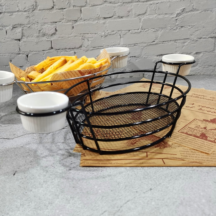 Wrought Iron Fruit Portable Storage Basket Bread French Fries Fried Snacks Portable Basket, Double Cup Egg-shaped, Double Cup Round, Single Cup Boat, Square Short Basket, Rectangular Short Basket, Large Round Wire, Small Round Wire, Large Messy Wire...