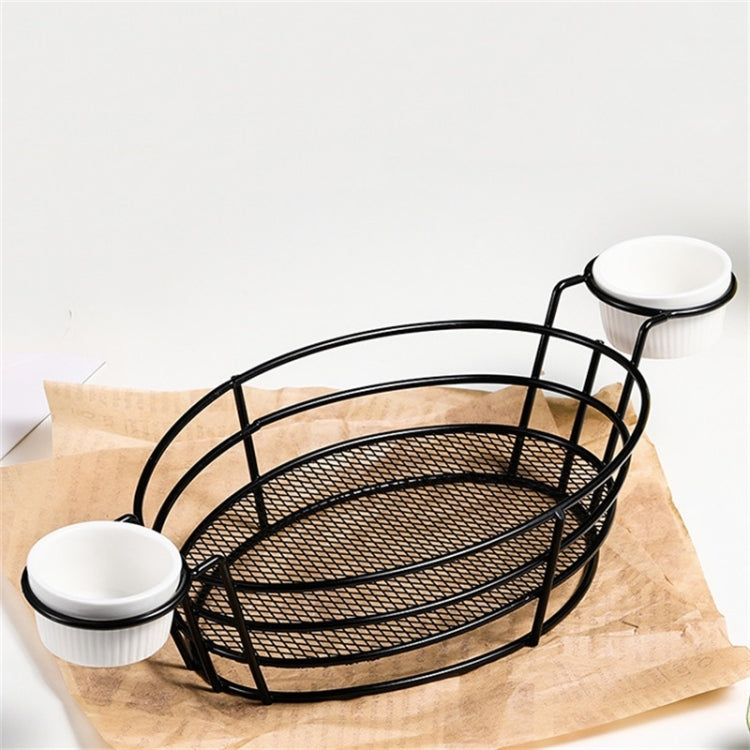 Wrought Iron Fruit Portable Storage Basket Bread French Fries Fried Snacks Portable Basket, Double Cup Egg-shaped, Double Cup Round, Single Cup Boat, Square Short Basket, Rectangular Short Basket, Large Round Wire, Small Round Wire, Large Messy Wire...