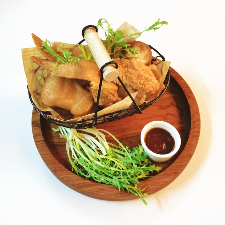 Wrought Iron Fruit Portable Storage Basket Bread French Fries Fried Snacks Portable Basket, Double Cup Egg-shaped, Double Cup Round, Single Cup Boat, Square Short Basket, Rectangular Short Basket, Large Round Wire, Small Round Wire, Large Messy Wire...