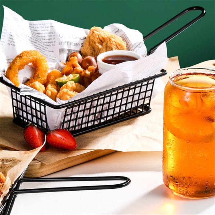 Wrought Iron Fruit Portable Storage Basket Bread French Fries Fried Snacks Portable Basket, Double Cup Egg-shaped, Double Cup Round, Single Cup Boat, Square Short Basket, Rectangular Short Basket, Large Round Wire, Small Round Wire, Large Messy Wire...