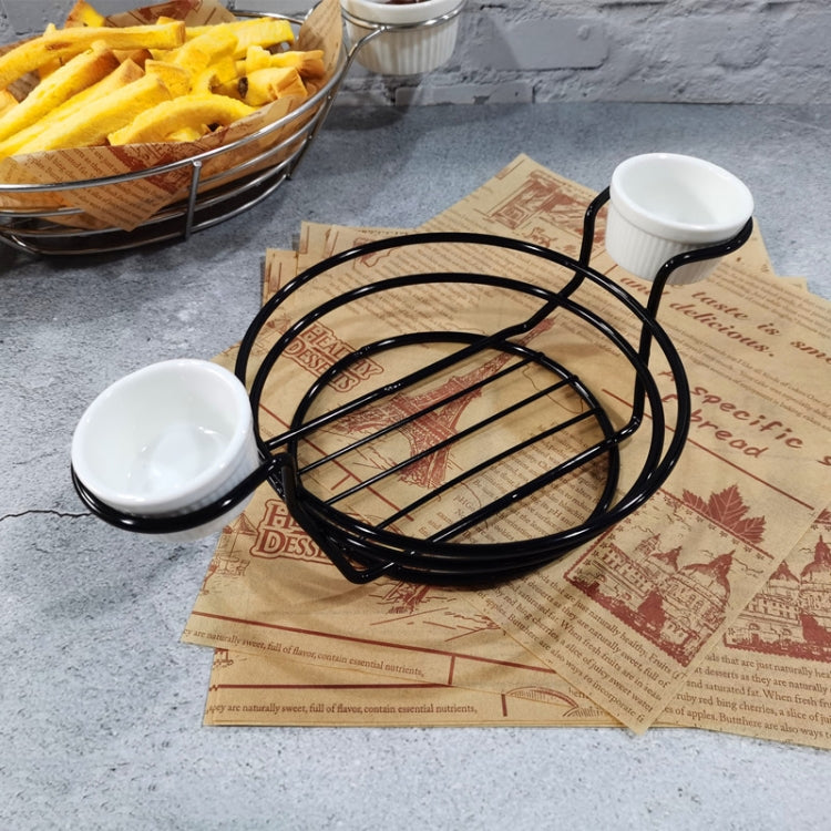 Wrought Iron Fruit Portable Storage Basket Bread French Fries Fried Snacks Portable Basket, Double Cup Egg-shaped, Double Cup Round, Single Cup Boat, Square Short Basket, Rectangular Short Basket, Large Round Wire, Small Round Wire, Large Messy Wire...