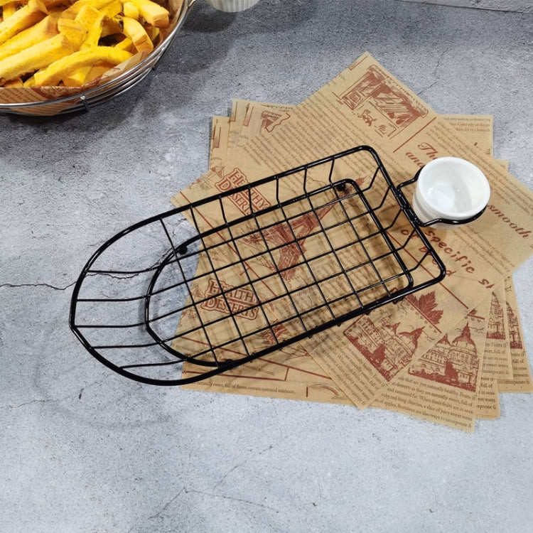 Wrought Iron Fruit Portable Storage Basket Bread French Fries Fried Snacks Portable Basket, Double Cup Egg-shaped, Double Cup Round, Single Cup Boat, Square Short Basket, Rectangular Short Basket, Large Round Wire, Small Round Wire, Large Messy Wire...
