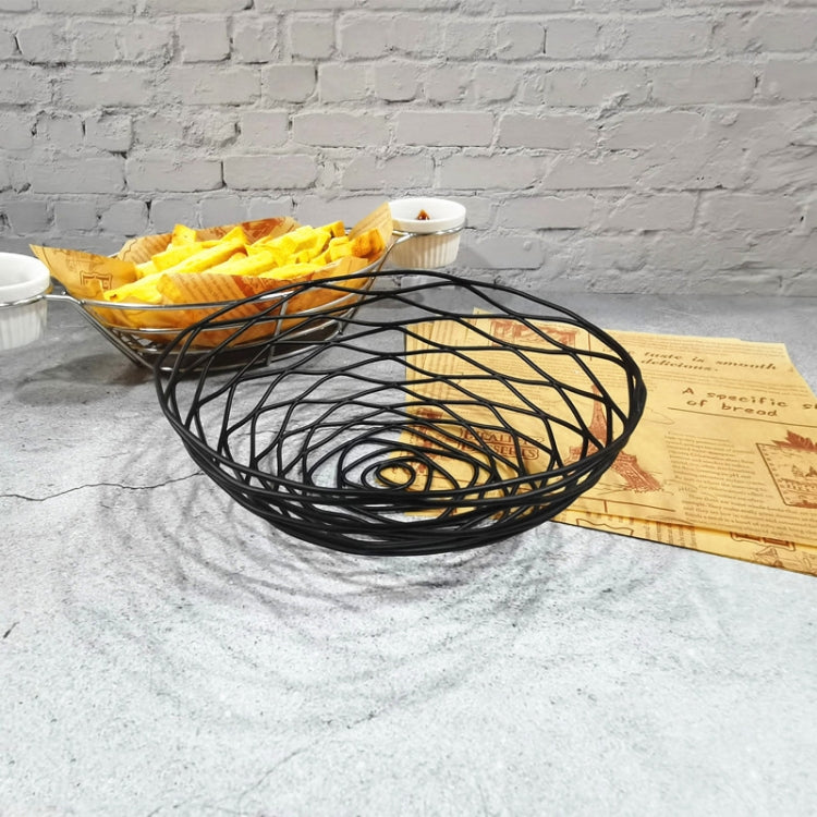 Wrought Iron Fruit Portable Storage Basket Bread French Fries Fried Snacks Portable Basket, Double Cup Egg-shaped, Double Cup Round, Single Cup Boat, Square Short Basket, Rectangular Short Basket, Large Round Wire, Small Round Wire, Large Messy Wire...