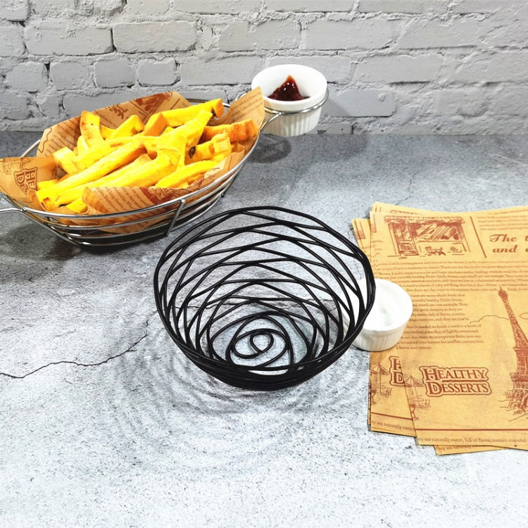Wrought Iron Fruit Portable Storage Basket Bread French Fries Fried Snacks Portable Basket, Double Cup Egg-shaped, Double Cup Round, Single Cup Boat, Square Short Basket, Rectangular Short Basket, Large Round Wire, Small Round Wire, Large Messy Wire...