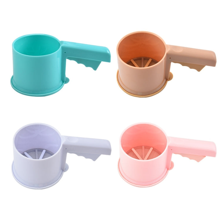Convenient Hand-Held Semi-Automatic Four Sieve Baking Tool, Blue, Orange, White, Pink