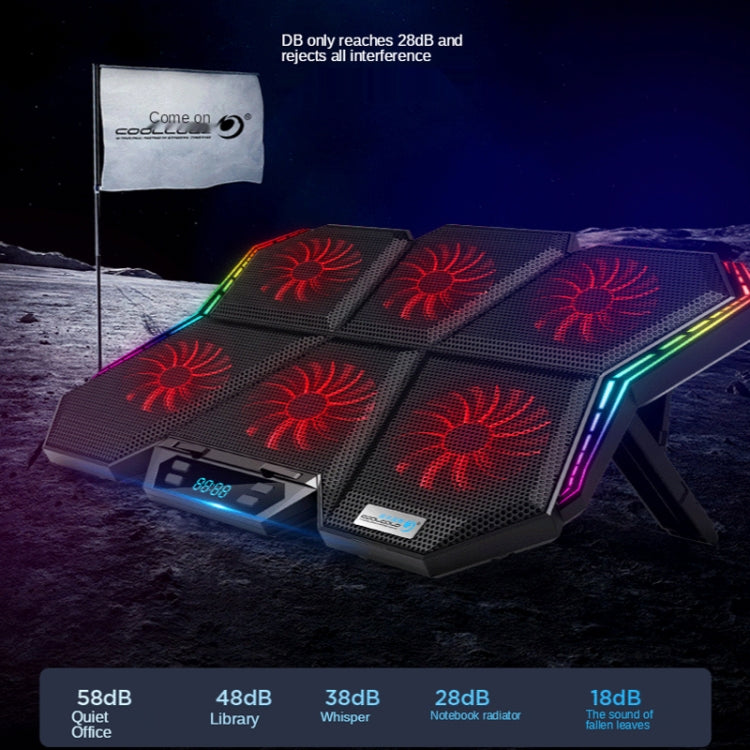 COOLCOLD RGB Notebook Radiator Six Fan Adjustable Laptop Cooling Base, 5V Speed  Colorful Version, 5V Touch 12 Symphony Version